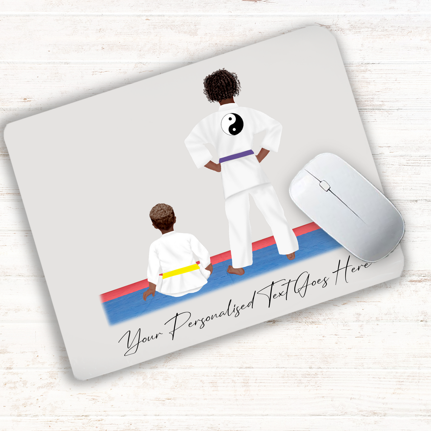 Personalised Karate, Judo, Ju Jitsu, Taekwondo Martial Arts Gi Creator - Mouse Mat - 2 People