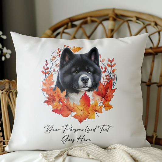 Personalised Akita in an Autumn wreath - Keepsake Gift cushion, by Floppsie Moppsie – floppsiemoppsie at floppsiemoppsie.co.uk