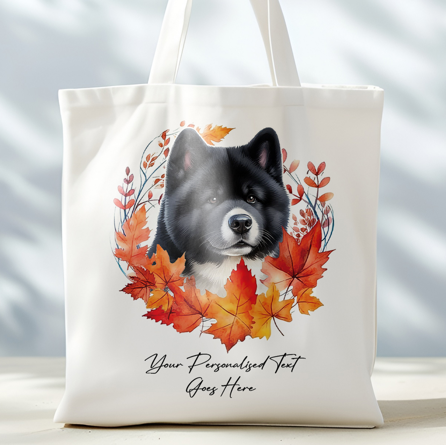 Personalised Dog Autumn Wreath Akita Tote Bag