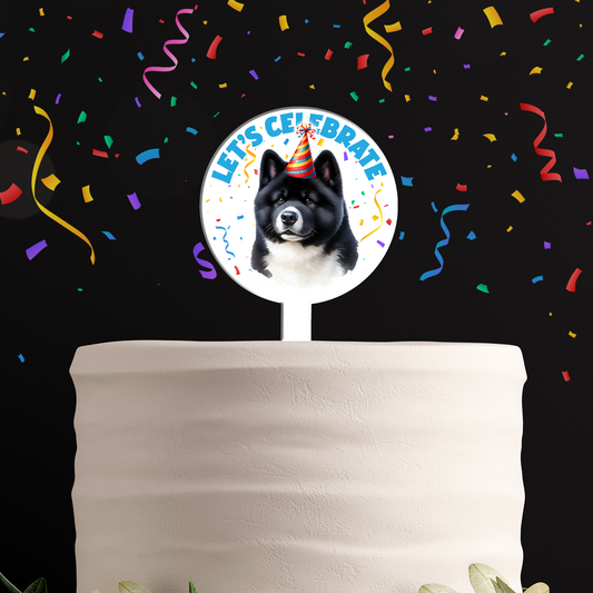 Personalised Dog Party Hat Cake Topper - Akita