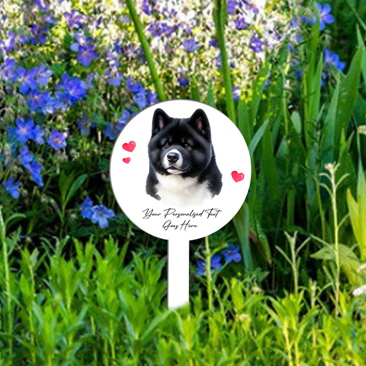 Personalised Dog Love Heart Grave Marker - Akita