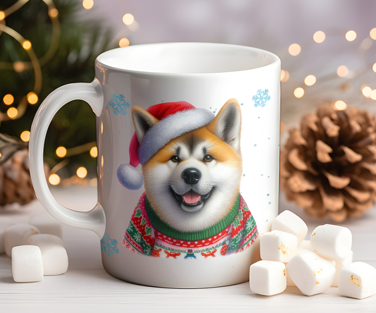 Personalised Akita Dog Christmas Jumper Gift Mug