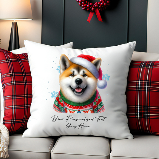 Personalised Akita Dog Christmas jumper Cushion Cover Gift