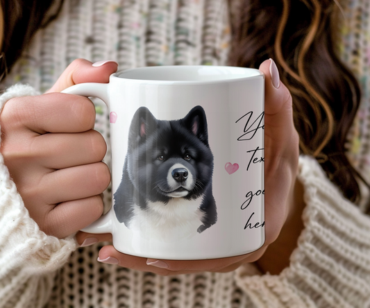 Personalised Dog Gift Mug - Akita with Custom Message and Optional Hearts