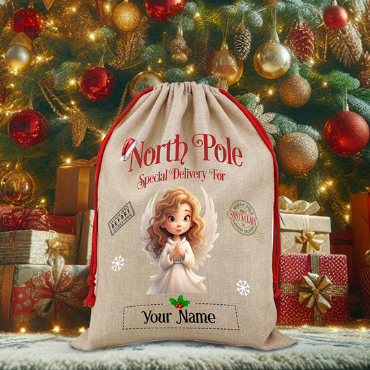 Personalised Angel North Pole Santa Sack