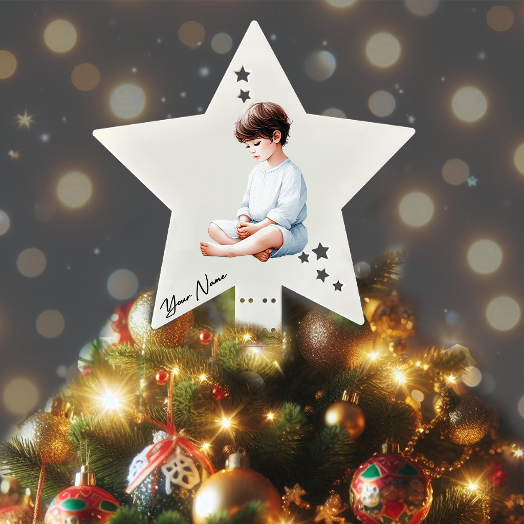 Personalised Memorial Child Angel Remembrance - Keepsake Gift Star Tree Topper, by Floppsie Moppsie – floppsiemoppsie at floppsiemoppsie.co.uk