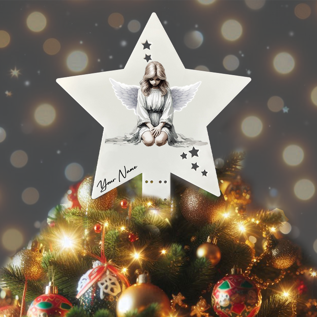 Personalised Memorial Child Angel Remembrance - Keepsake Gift Star Tree Topper, by Floppsie Moppsie – floppsiemoppsie at floppsiemoppsie.co.uk