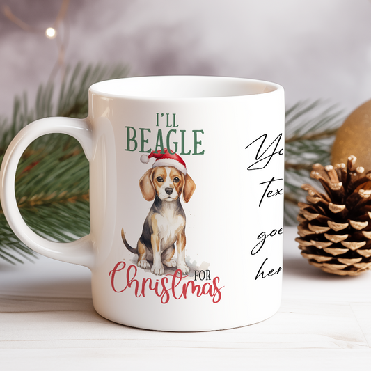 Christmas Beagle Pun Personalised Gift Mug