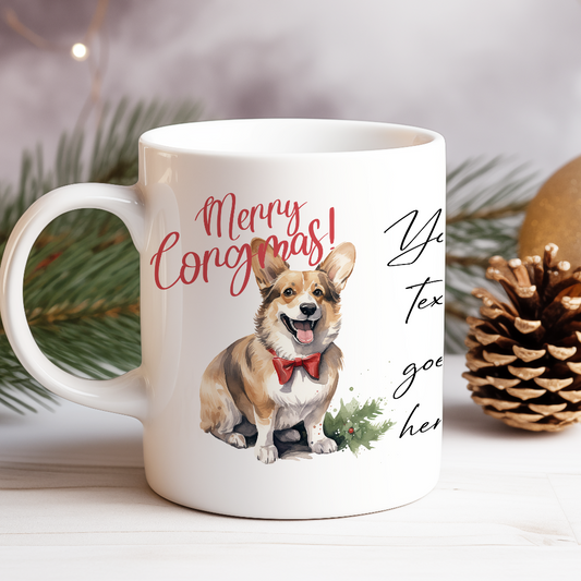 Personalised Christmas Animal Corgi Pun - Keepsake Gift Mug, by Floppsie Moppsie – floppsiemoppsie at floppsiemoppsie.co.uk