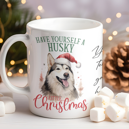 Personalised Christmas Animal Husky Pun - Keepsake Gift Mug, by Floppsie Moppsie – floppsiemoppsie at floppsiemoppsie.co.uk