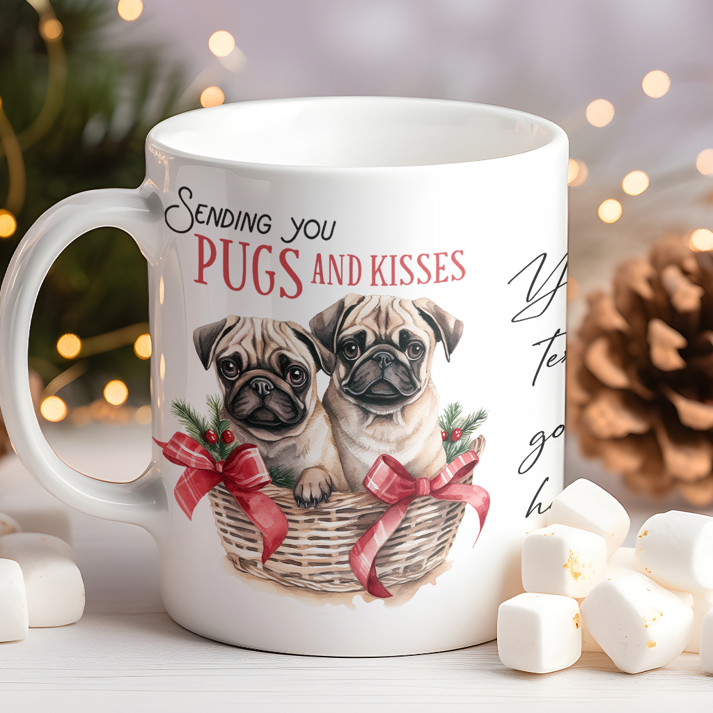 Personalised Christmas Animal Pug Pun - Keepsake Gift Mug, by Floppsie Moppsie – floppsiemoppsie at floppsiemoppsie.co.uk