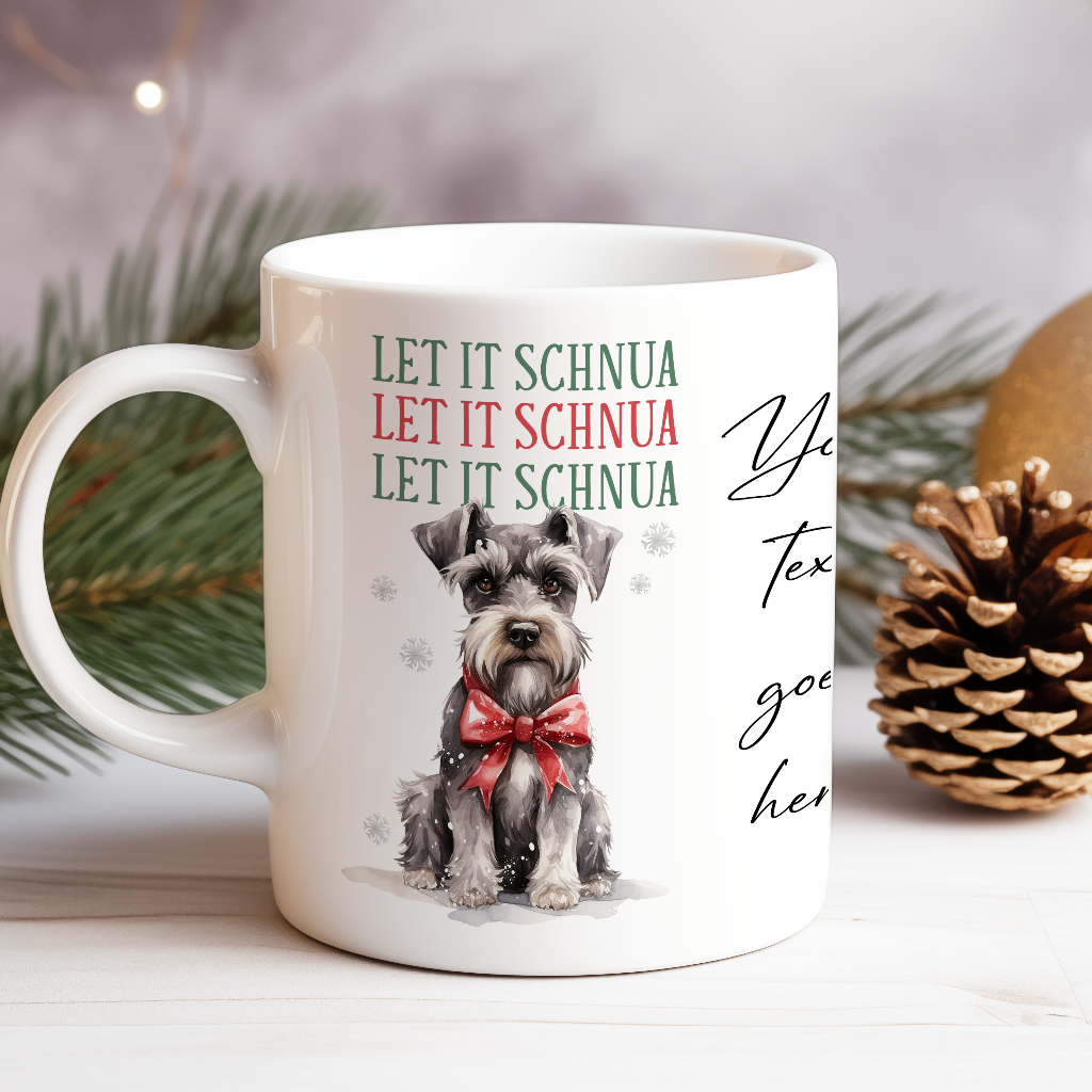 Personalised Christmas Animal Schnauzer Pun - Keepsake Gift Mug, by Floppsie Moppsie – floppsiemoppsie at floppsiemoppsie.co.uk