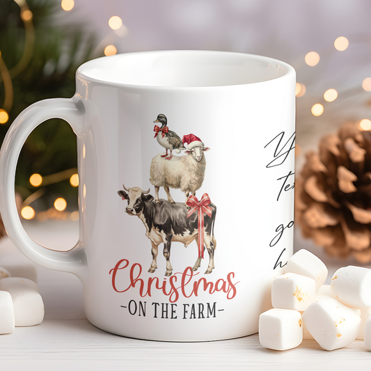 Personalised Christmas Animal Cow Sheep Duck Stack - Keepsake Gift Mug, by Floppsie Moppsie – floppsiemoppsie at floppsiemoppsie.co.uk