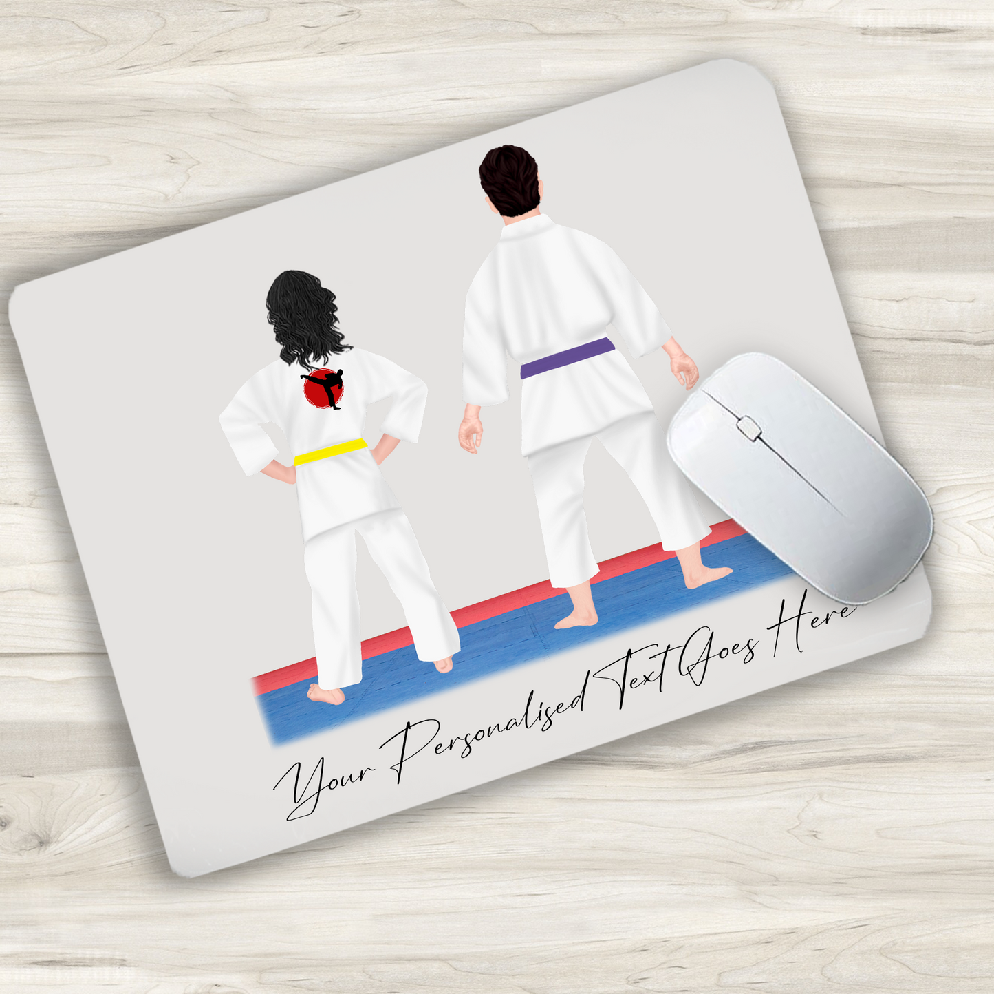 Personalised Karate, Judo, Ju Jitsu, Taekwondo Martial Arts Gi Creator - Mouse Mat - 2 People