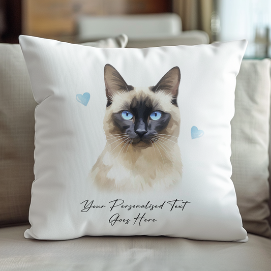 Personalised Balinese Cat Love Hearts - Cushion Cover Gift