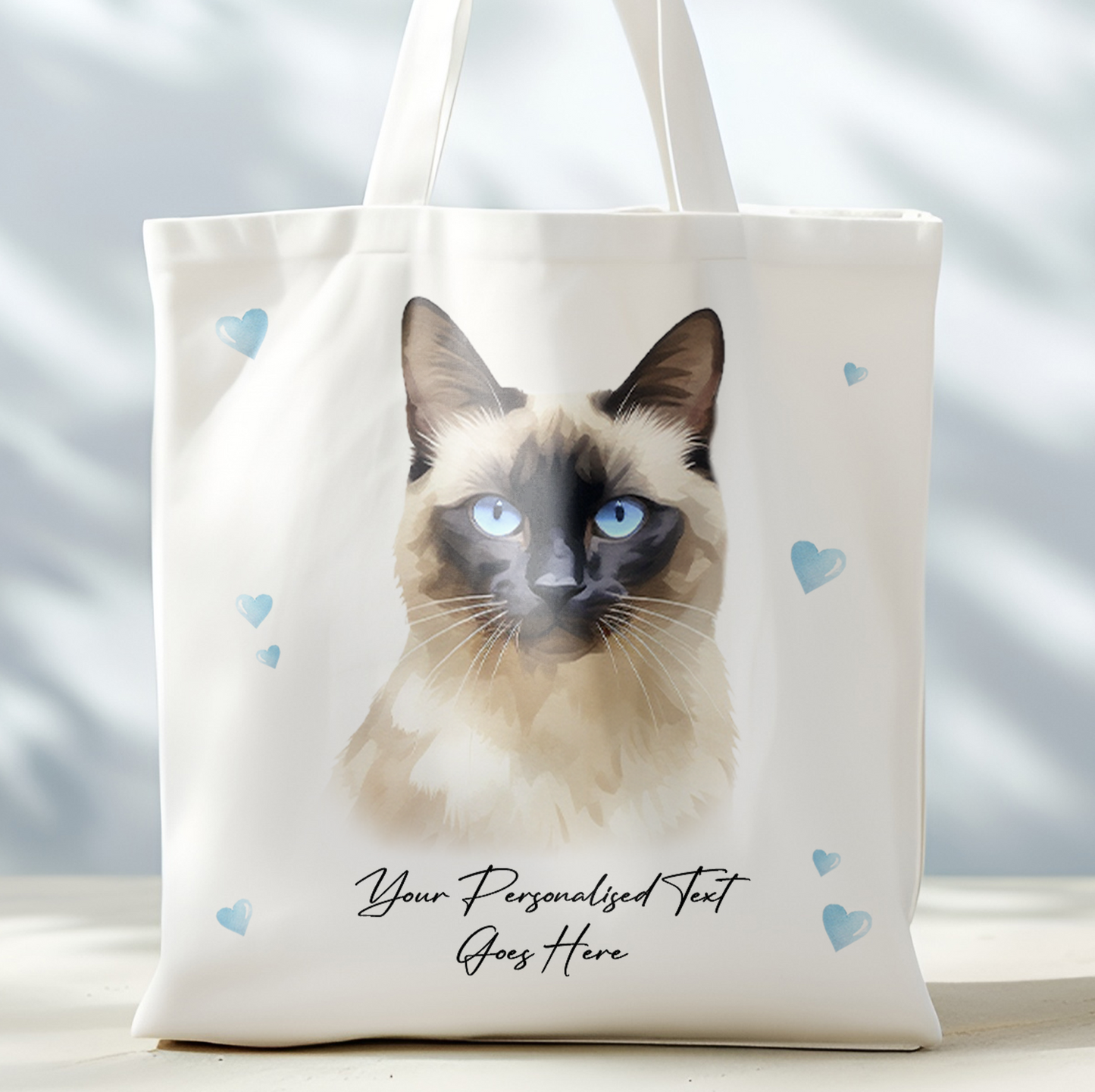 Personalised Cat Love Hearts Balinese Tote Bag