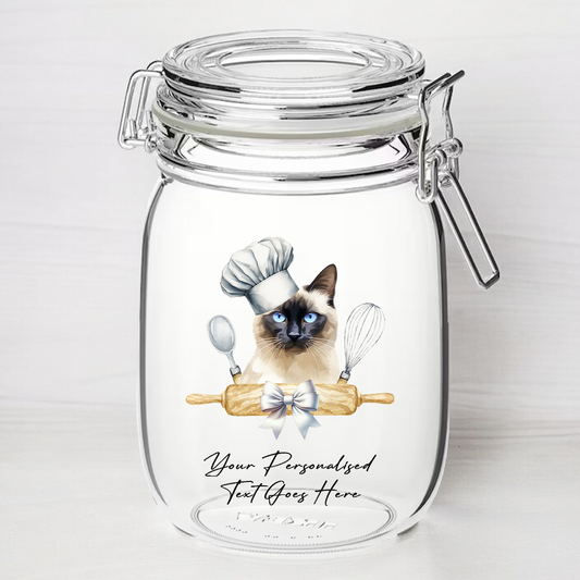 Personalised Balinese Chef Cat - Kilner Style Gift Jar