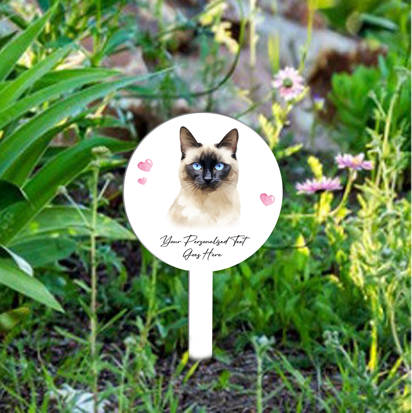 Personalised Cat Love Heart Grave Marker - Balinese