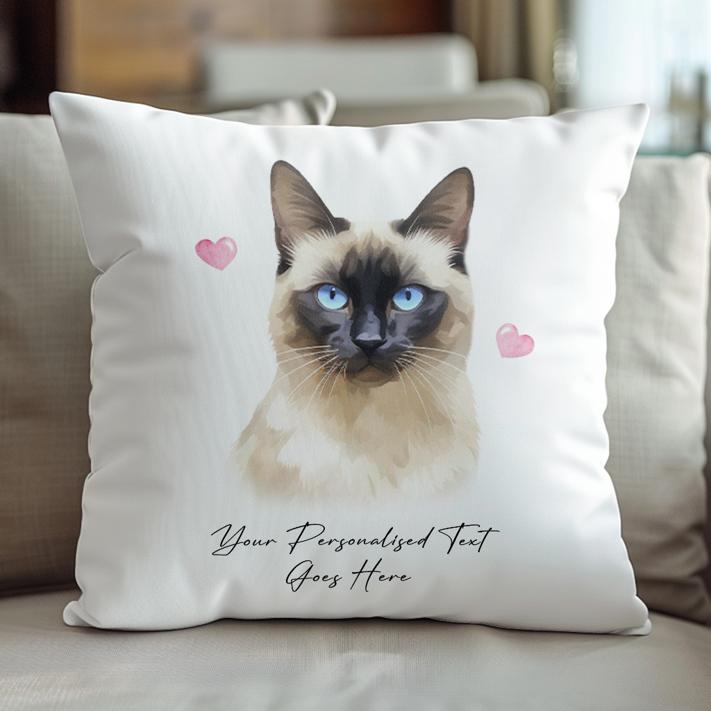 Personalised Balinese Cat Love Hearts - Cushion Cover Gift