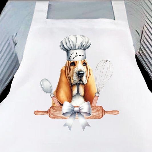 Personalised Pet Chef Dog - Basset Hound - Keepsake Gift Kitchen Baking Cooking Apron, by Floppsie Moppsie – floppsiemoppsie at floppsiemoppsie.co.uk