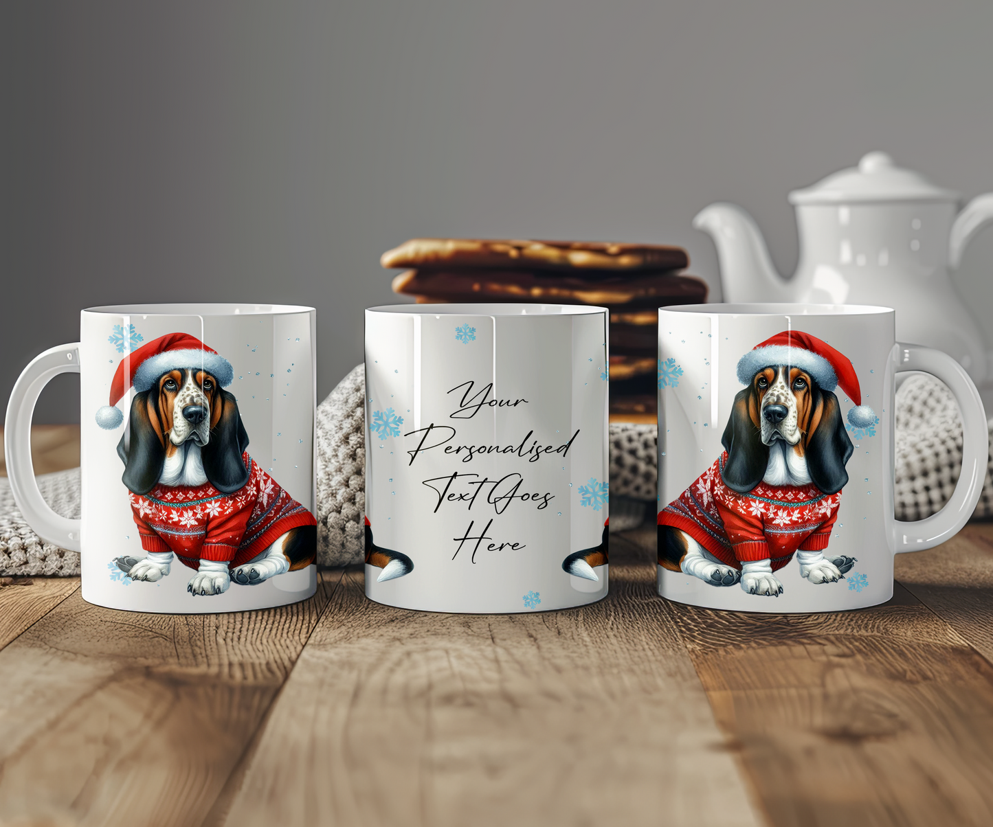 Personalised Basset Hound Dog Christmas Jumper Gift Mug