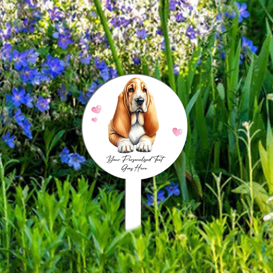 Personalised Dog Love Heart Grave Marker - Basset Hound