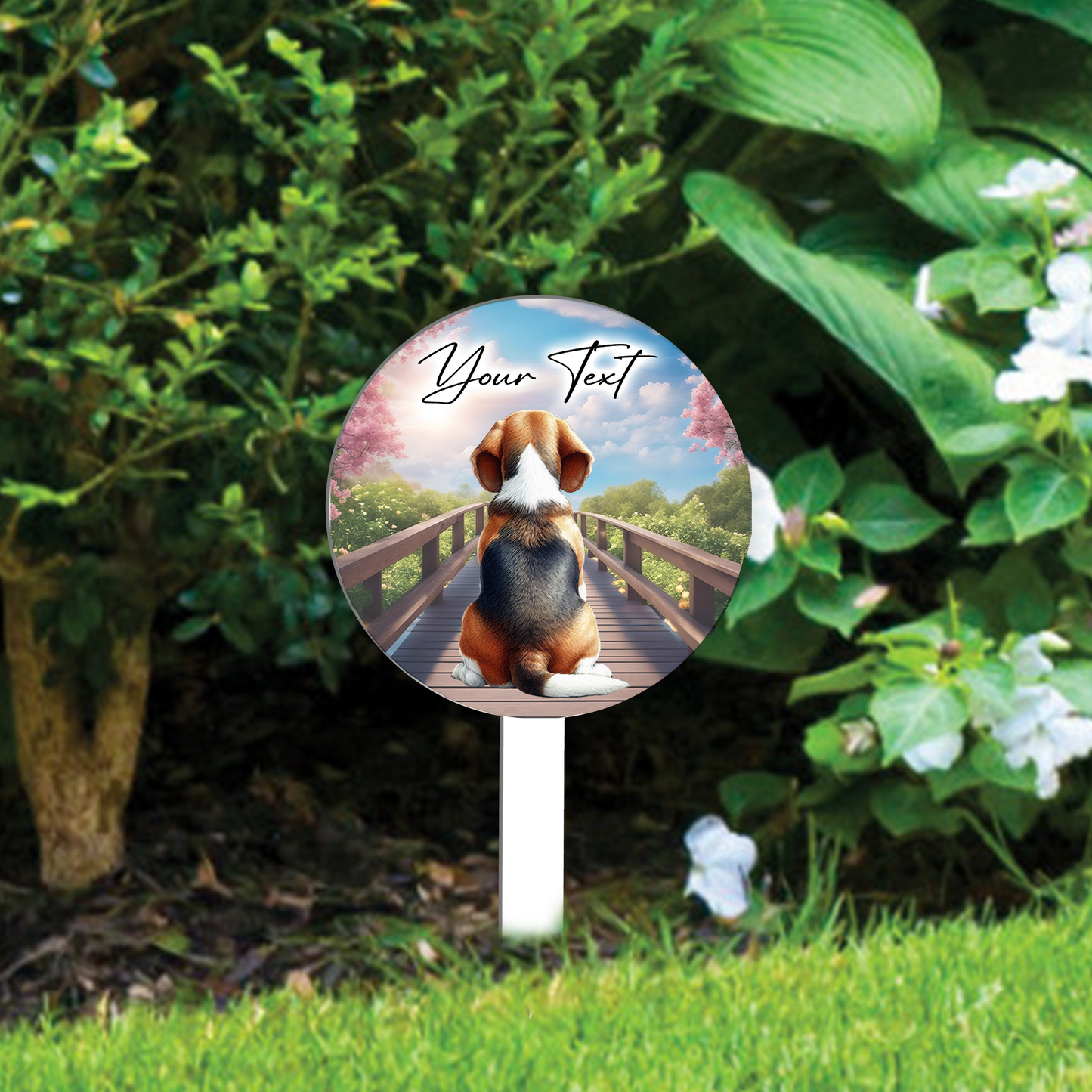 Personalised Bridge Dog Grave Marker - Beagle