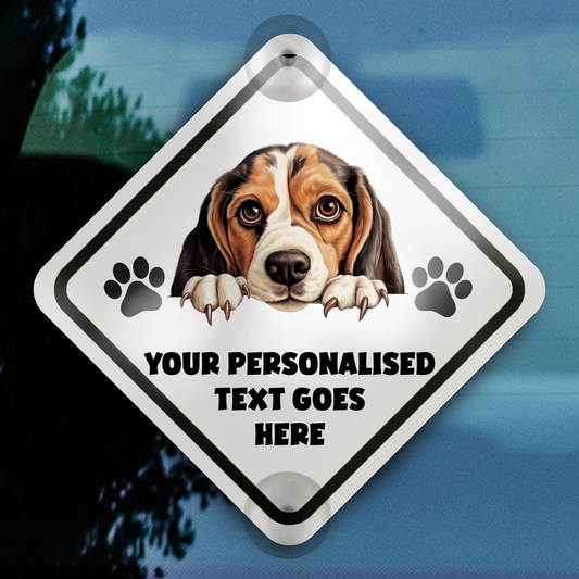 Personalised Dog On Board Car Window Sign - Beagle