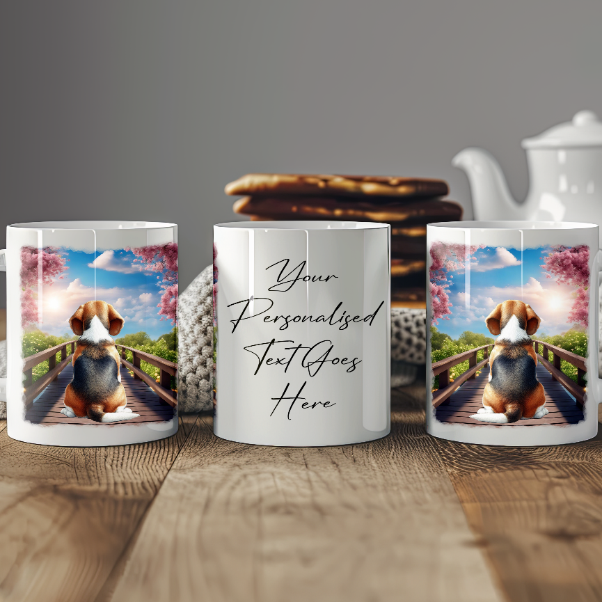 Personalised Bridge Dog Memorial Beagle - Keepsake Gift Mug, by Floppsie Moppsie – floppsiemoppsie at floppsiemoppsie.co.uk