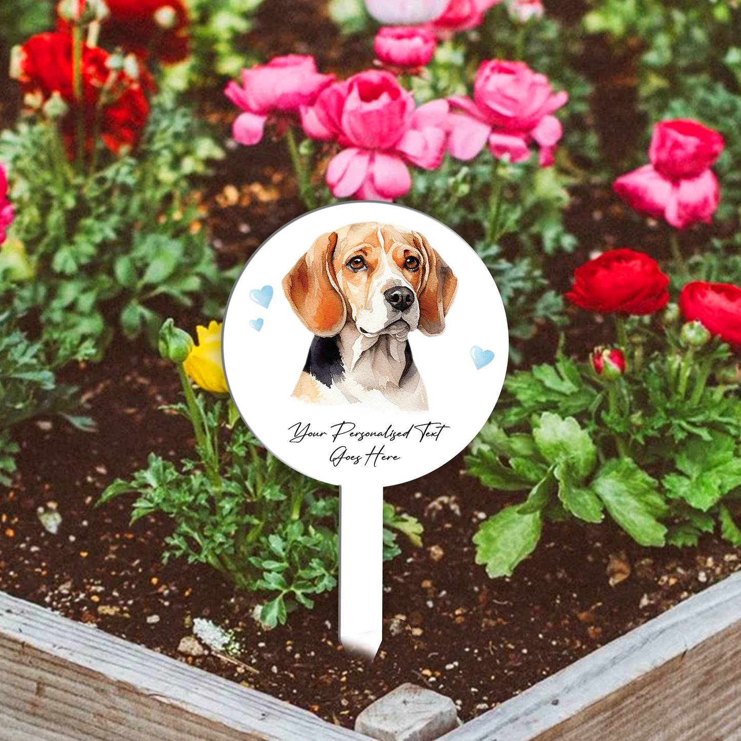 Personalised Dog Love Heart Grave Marker - Beagle