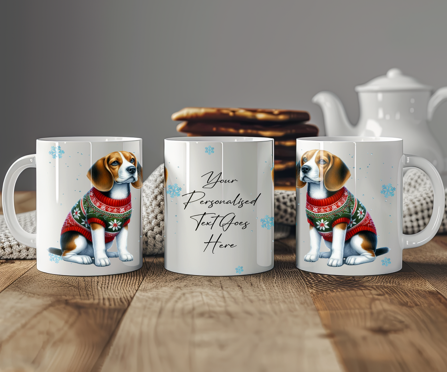 Personalised Beagle Dog Christmas Jumper Gift Mug