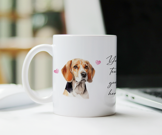 Personalised Dog Gift Mug - Beagle with Custom Message and Optional Hearts