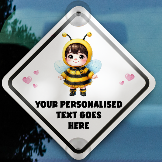 Personalised Baby Child On Board Car Window Sign - Bee