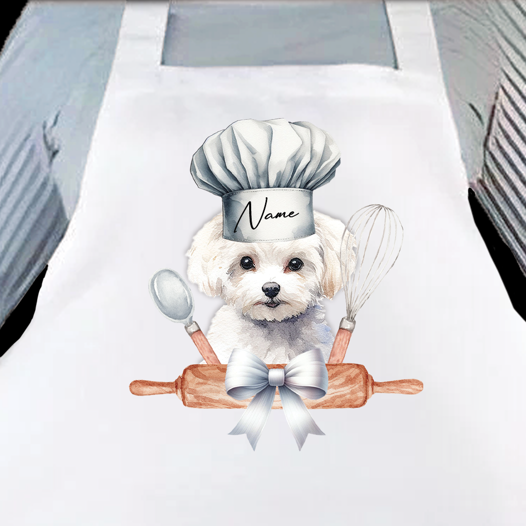 Personalised Pet Chef Dog - Bichon Frise - Keepsake Gift Kitchen Baking Cooking Apron, by Floppsie Moppsie – floppsiemoppsie at floppsiemoppsie.co.uk