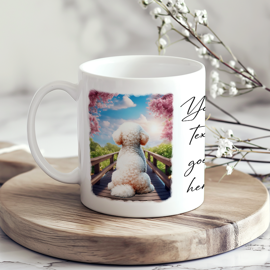 Bichon Frise on a Bridge Personalised Dog Mug