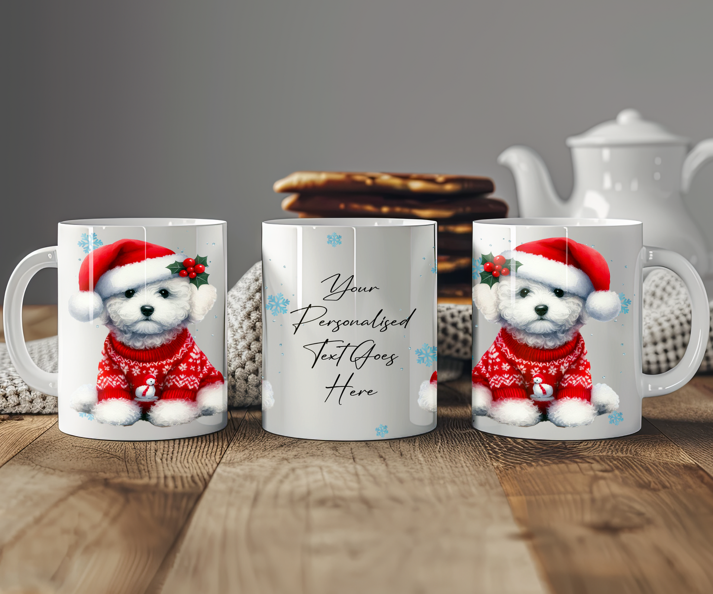 Personalised Bichon Frise Dog Christmas Jumper Gift Mug