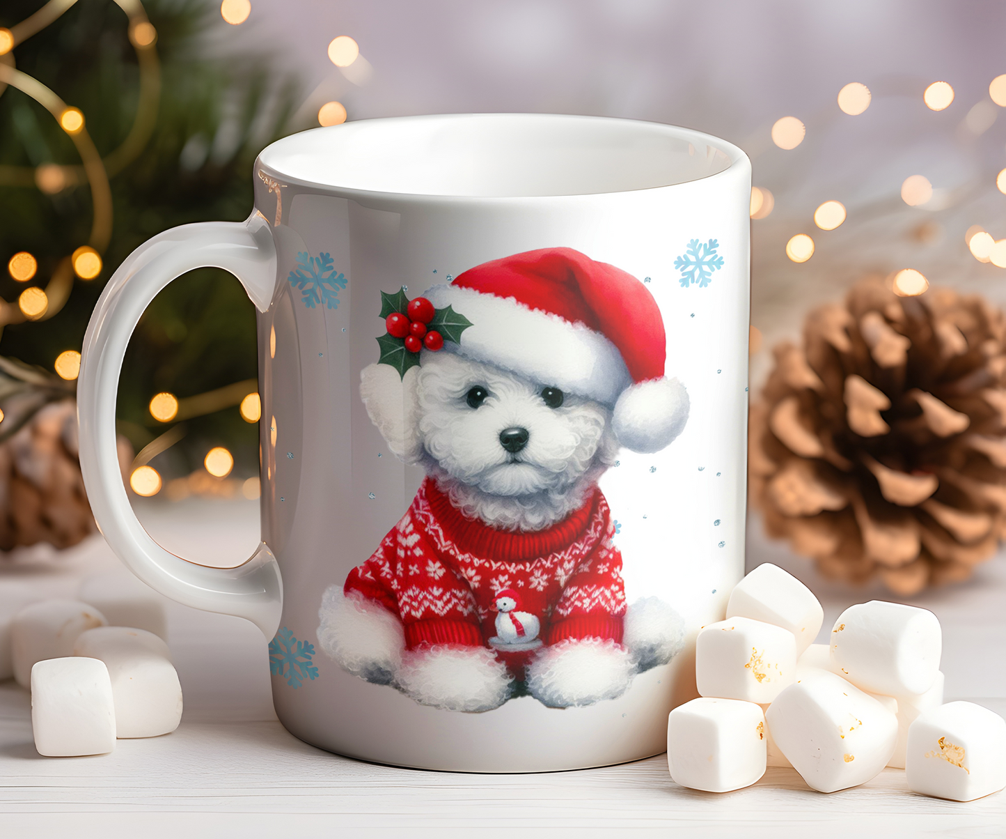 Personalised Bichon Frise Dog Christmas Jumper Gift Mug