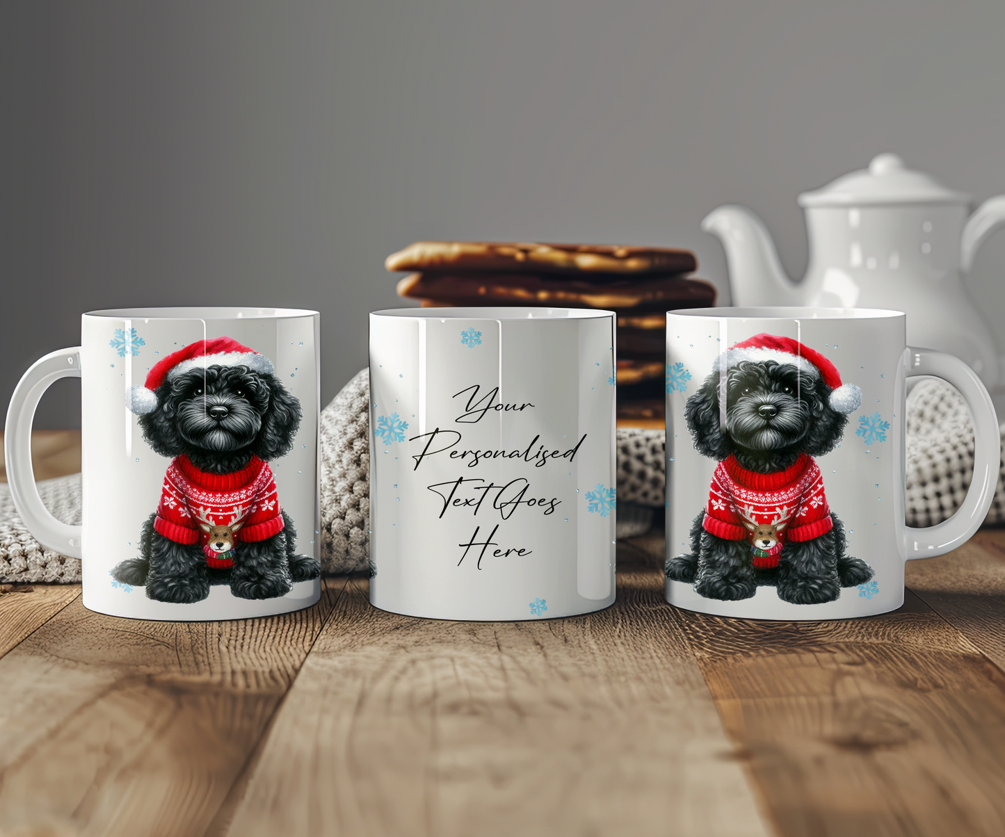 Personalised Black Cockapoo Dog Christmas Jumper Gift Mug