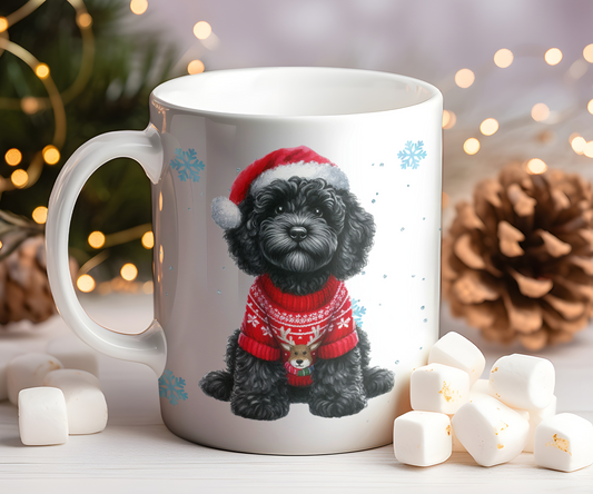 Personalised Black Cockapoo Dog Christmas Jumper Gift Mug