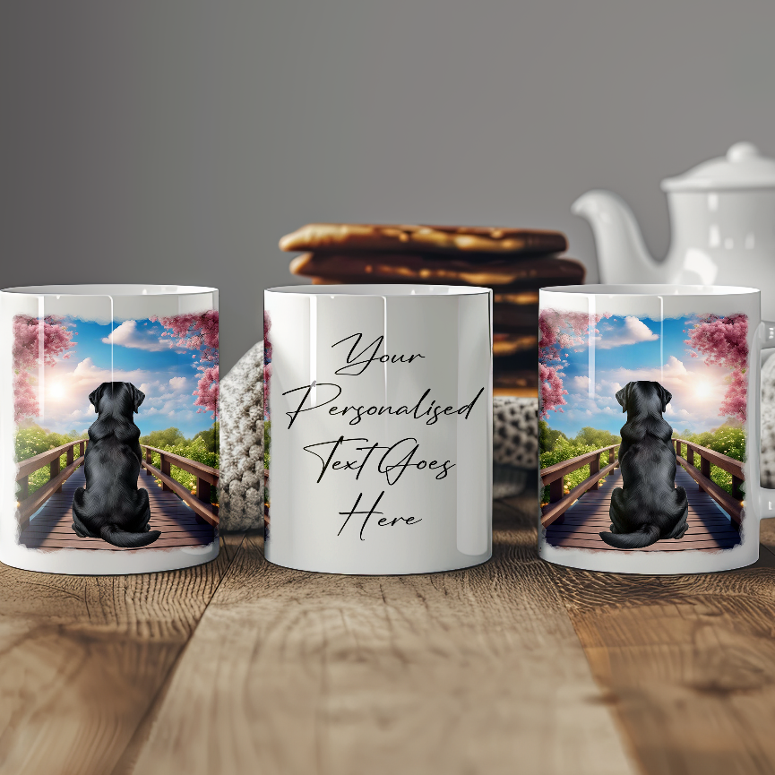 Personalised Bridge Dog Memorial Black Labrador - Keepsake Gift Mug, by Floppsie Moppsie – floppsiemoppsie at floppsiemoppsie.co.uk