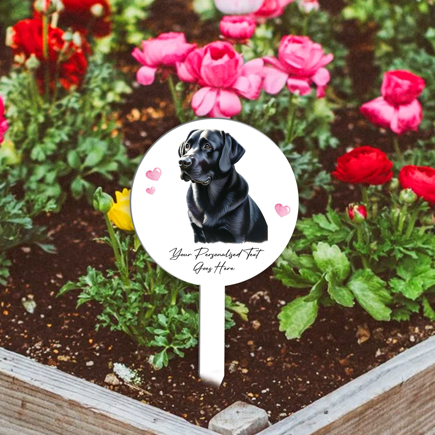 Personalised Dog Love Heart Grave Marker - Black Labrador