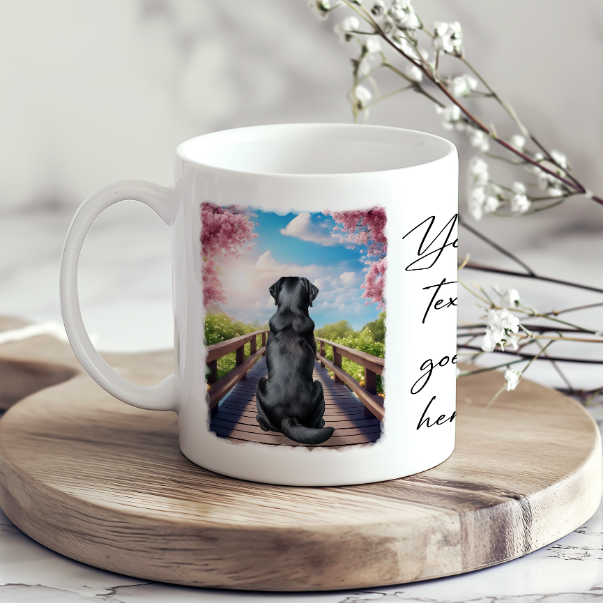 Personalised Bridge Dog Memorial Black Labrador - Keepsake Gift Mug, by Floppsie Moppsie – floppsiemoppsie at floppsiemoppsie.co.uk