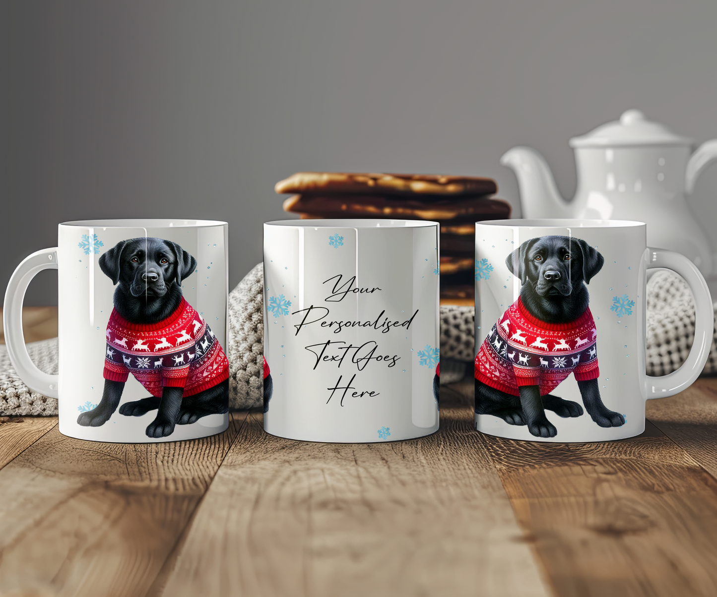 Personalised Black Labrador Dog Christmas Jumper Gift Mug