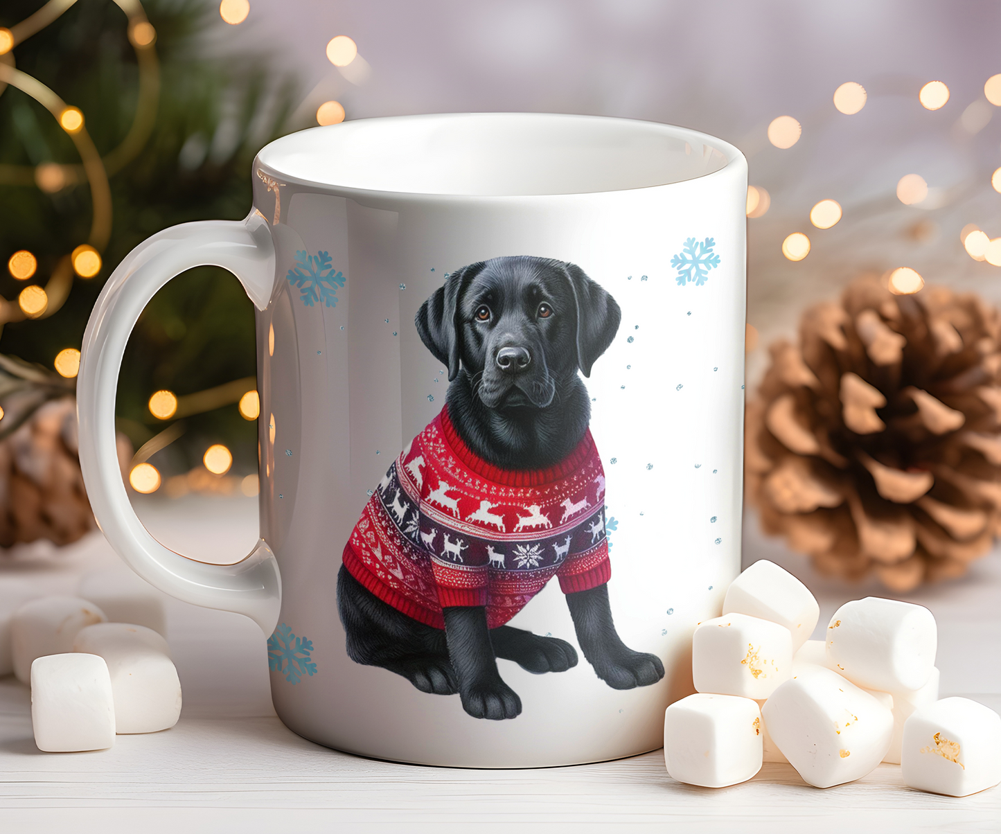 Personalised Black Labrador Dog Christmas Jumper Gift Mug