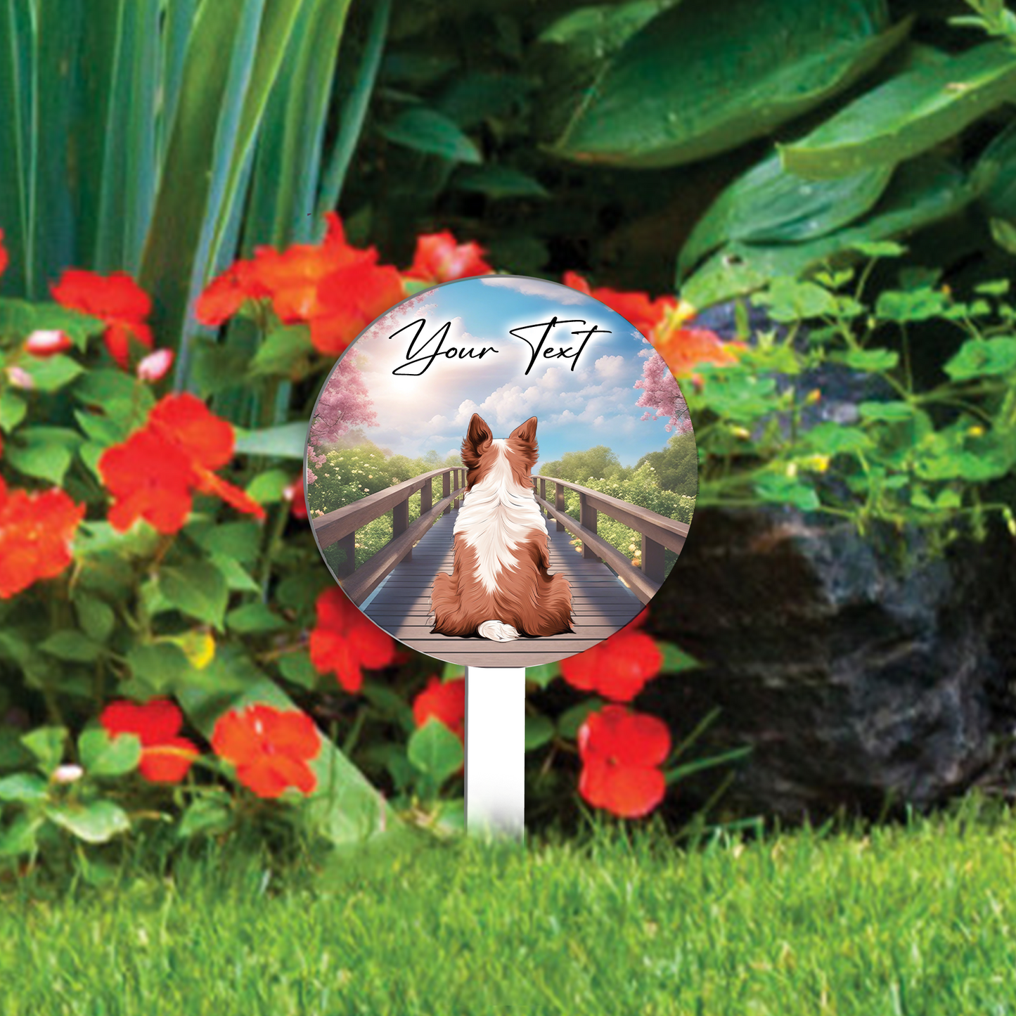 Personalised Bridge Dog Grave Marker - Border Collie