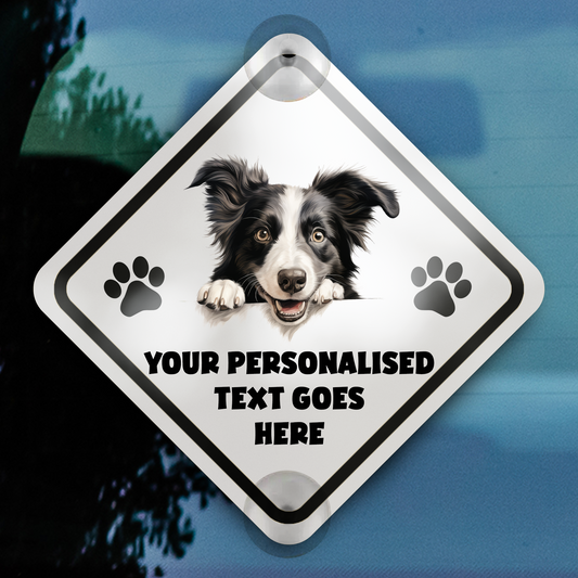 Personalised Dog On Board Car Window Sign - Border Collie