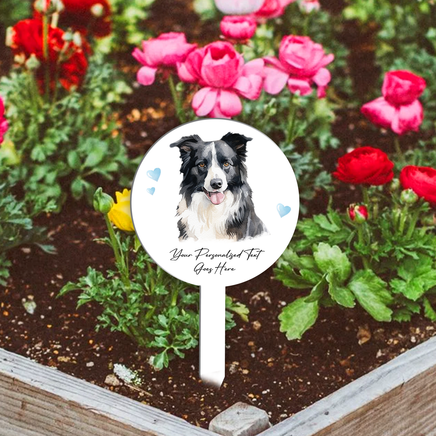 Personalised Dog Love Heart Grave Marker - Border Collie