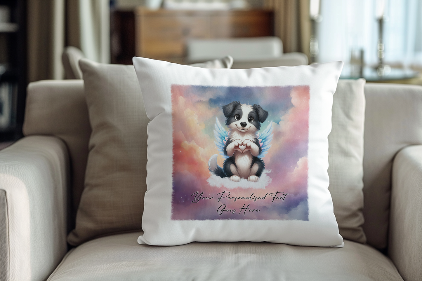 Personalised Dog - Bichon Frise Angel Wings Pet Memorial Gift Cushion