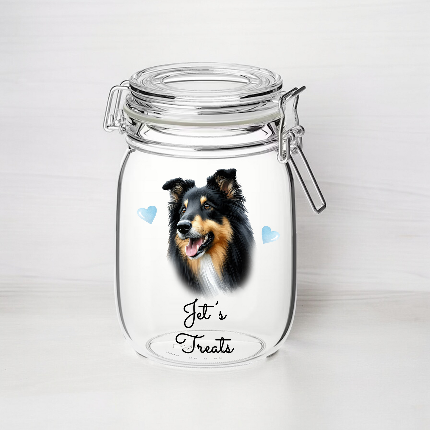 Personalised Border Collie Dog Treat Kilner Style Gift Jar - DGJR05