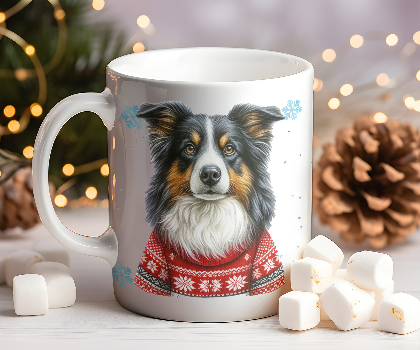 Personalised Border Collie Dog Christmas Jumper Gift Mug